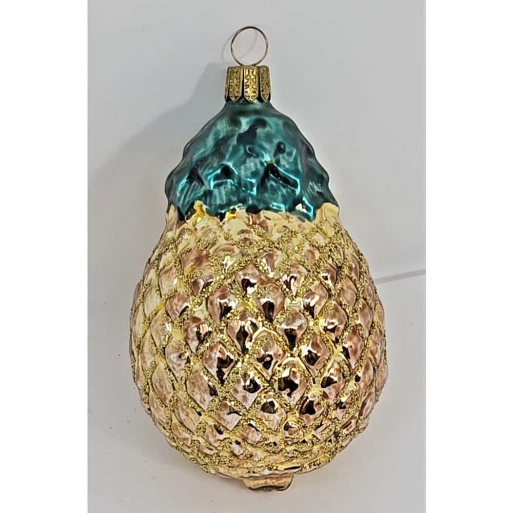 Vintage Whitehurst Pineapple Blown Glass Ornament 4.5” U33BB